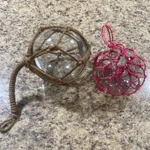 Nautical glass- set of two -large ball approximately 5.5”, small is approx. 4.5”